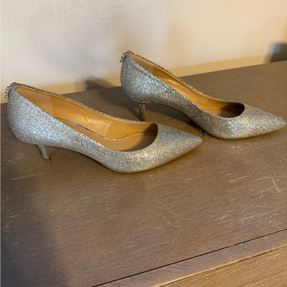 Michael Kors silver kitten heels